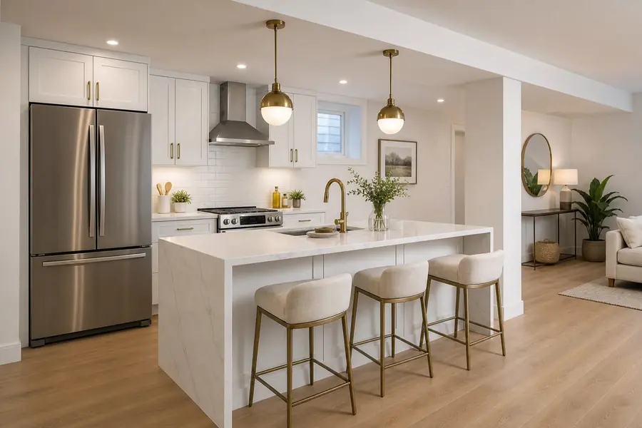 Legal basement suite kitchen, Toronto fourplex conversion